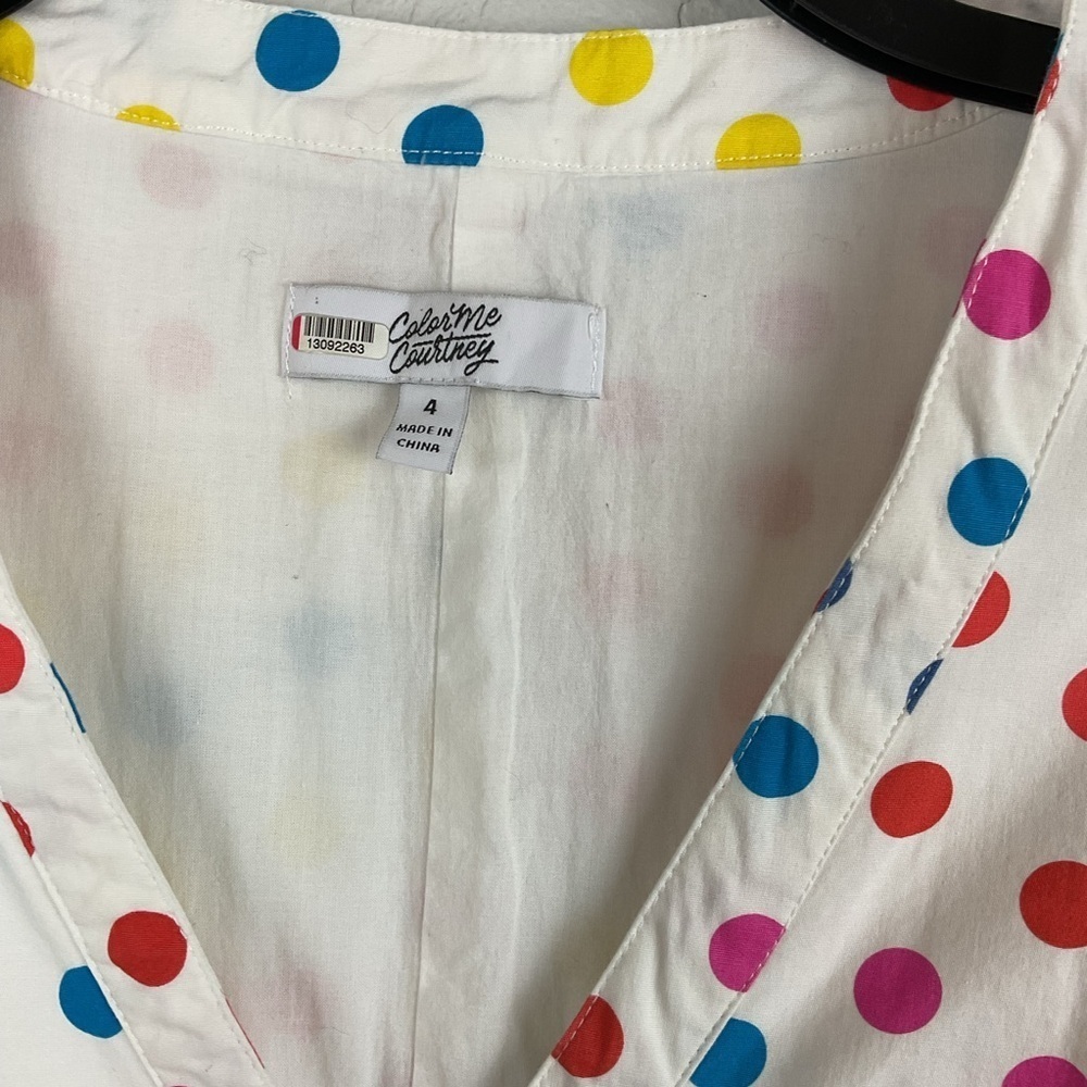 Color Me Courtney Dipping Dot Button-Down Midi Dress Sz 4 - Picture 5 of 10